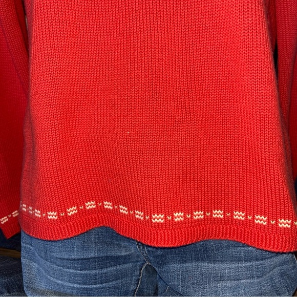 Lady Fairway Pullover Sweater Women’s S Red Hem Accent Knit V-Neck Soft - Picture 2 of 13